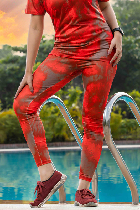 WaveTone Printed Workout Leggings – High-Waisted, Stretchable & Stylish