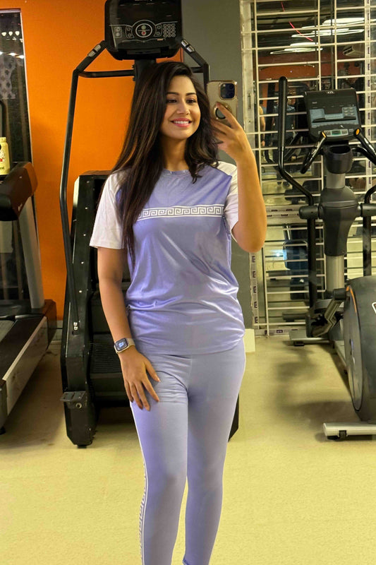 Purple Plus Printed Workout Leggings – High-Waisted, Stretchable & Stylish