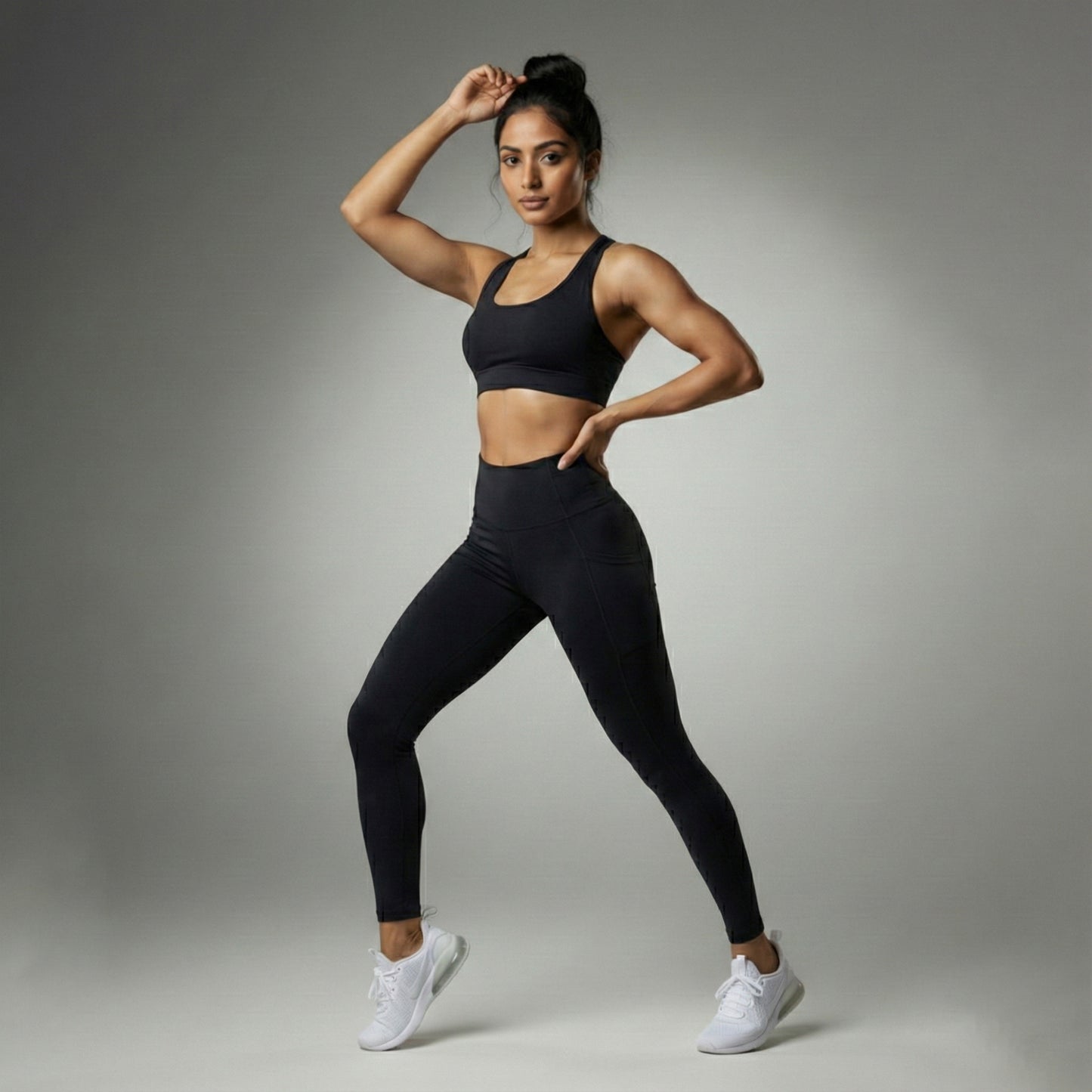 Black Yoga Bra Leggings Set for sports and gym BSET8