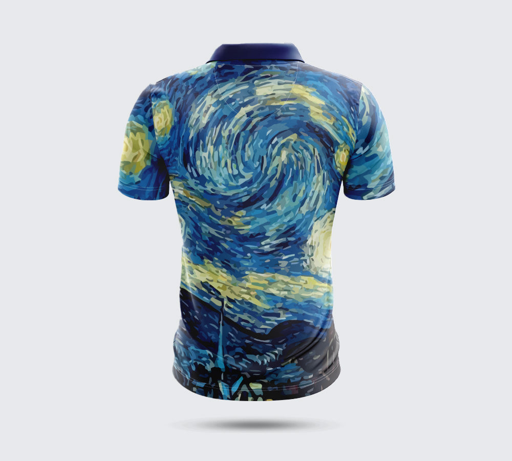 Men’s Starry Night Blue Polo T-Shirt – Activewear & Casual Wear