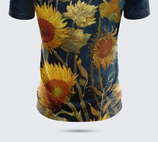 Men’s Sunflower Print Polo T-Shirt – Activewear & Casual Wear
