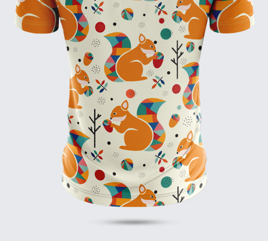 Men’s Retro Orange Fox Print Polo T-Shirt – Activewear & Casual Wear