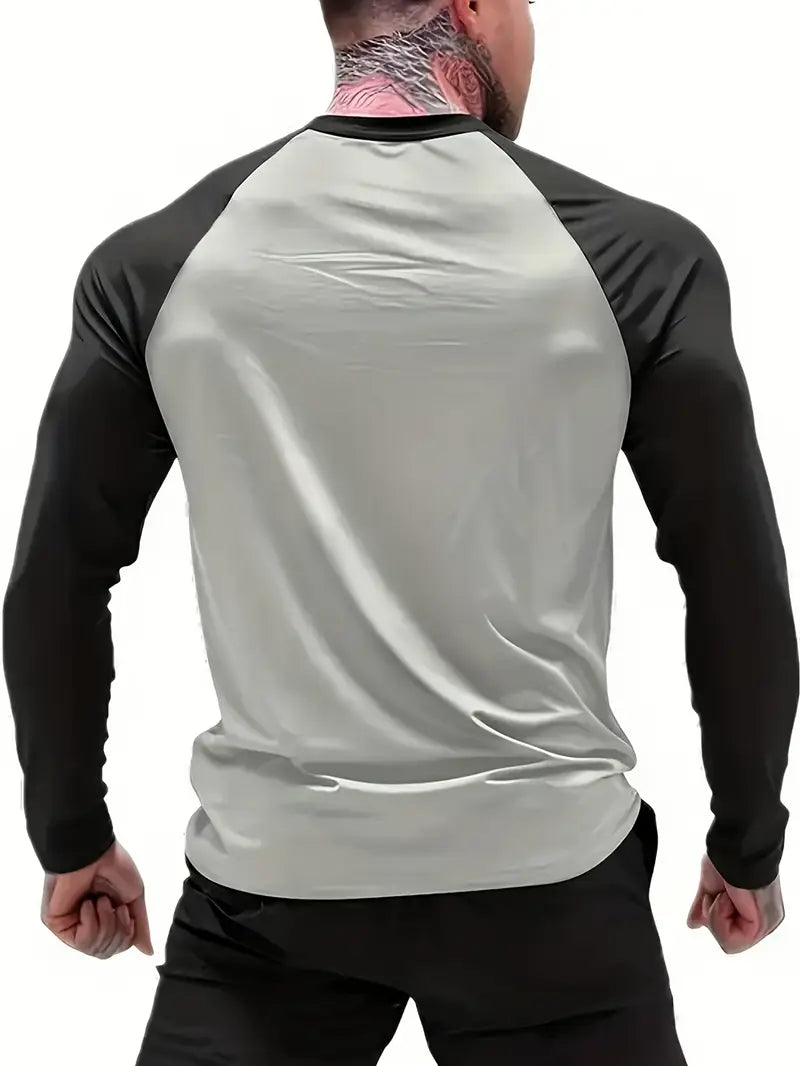 Slim-Fit Athletic Long Sleeve T-Shirt grey and black