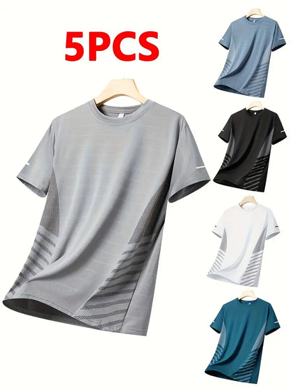 Men’s 5PCS DryFit Short Sleeve T-Shirt Combo – Breathable Gym & Activewear Pack