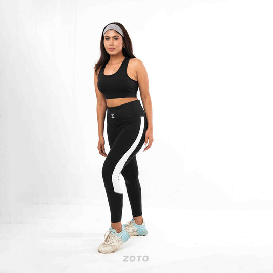 Black Leggings with white strip combo