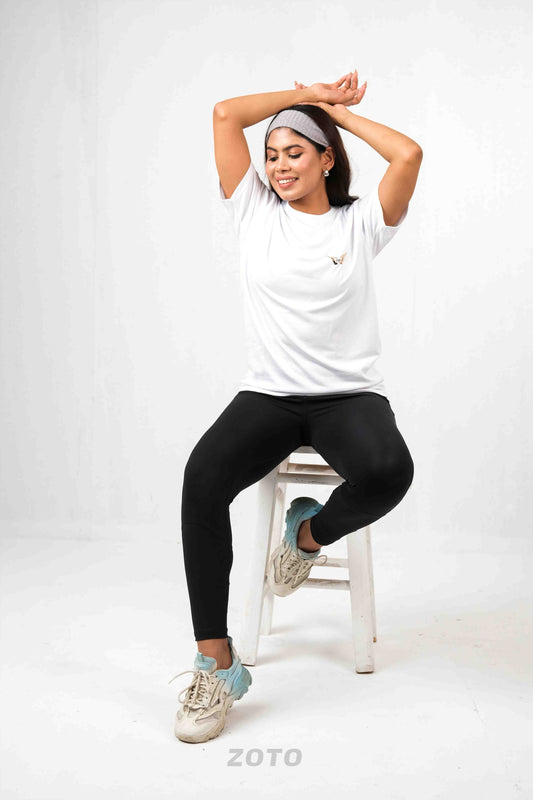 Black Leggings with white strip combo