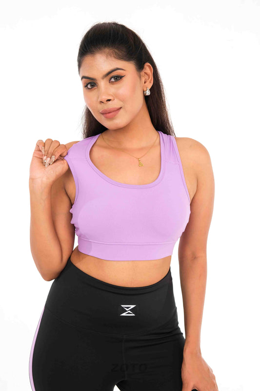 ZotoSculp Padded Purple Sports Bra – High Support, Soft & Sweatproof Gym Bra
