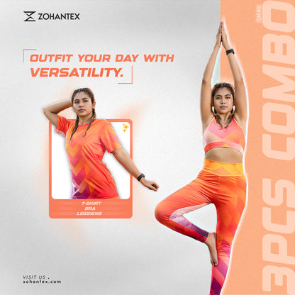 ZOHANTEX ColorFlow Chevron 3-Piece Activewear Set CM40