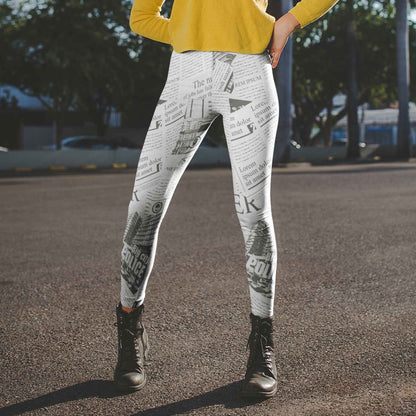 News Printed Workout Leggings – High-Waisted, Stretchable & Stylish