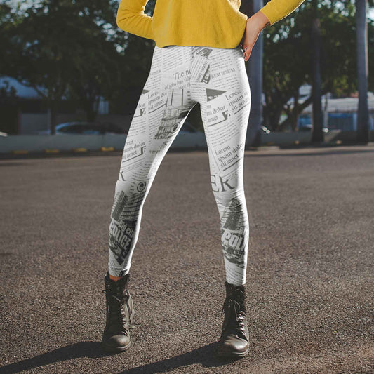 News Printed Workout Leggings – High-Waisted, Stretchable & Stylish