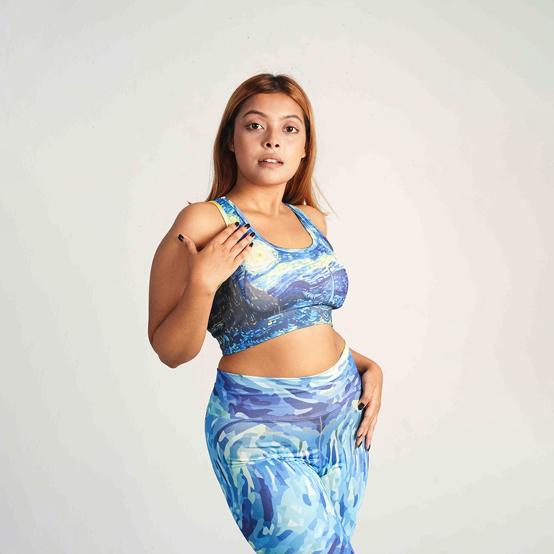 Starry Night Non-Padded Sports Bra – Lightweight, Breathable Fitness Bra