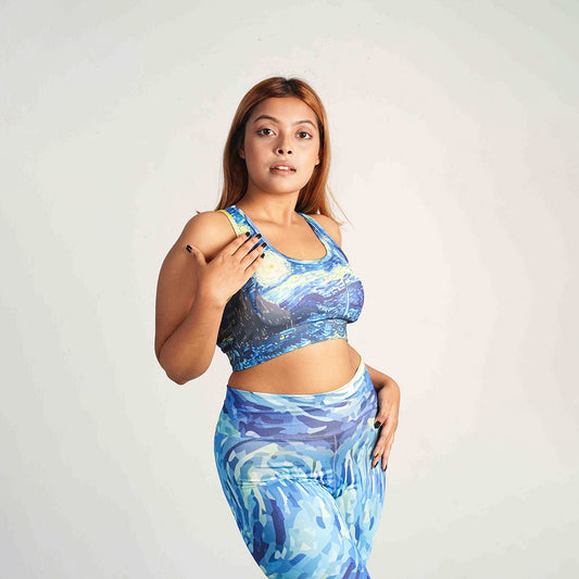 Starry Night Non-Padded Sports Bra – Lightweight, Breathable Fitness Bra