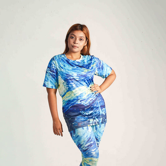 Women's Starry Night Short Sleeve Dry-Fit T-Shirt for Gym & Activewear