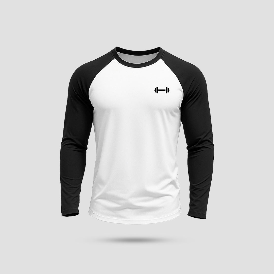 Slim-Fit Athletic Long Sleeve T-Shirt White and black