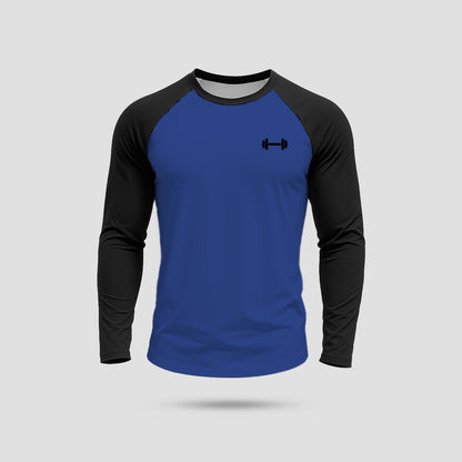Slim-Fit Athletic Long Sleeve T-Shirt Blue and black