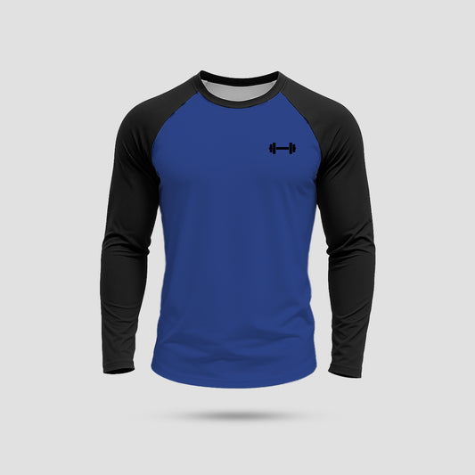 Slim-Fit Athletic Long Sleeve T-Shirt Blue and black