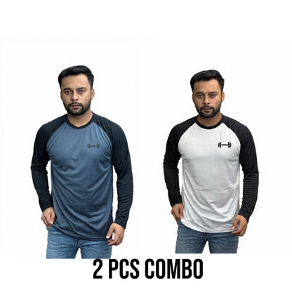 Men'S Slim-Fit Athletic Long Sleeve T-Shirt 2pcs combo