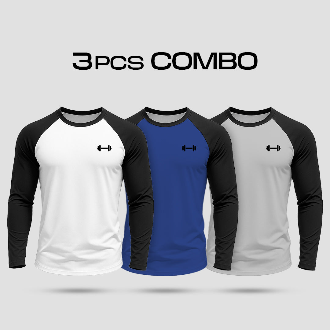 Men'S Slim-Fit Athletic Long Sleeve T-Shirt 3pcs combo