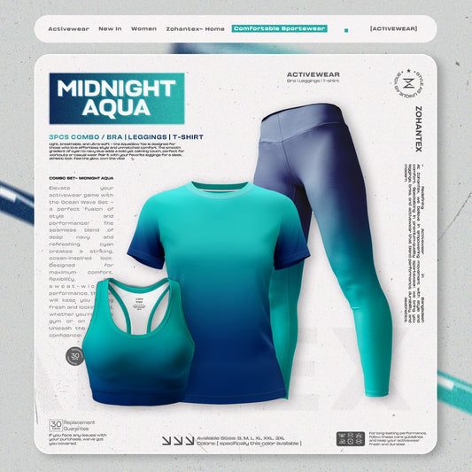 Blue Gredient print 3pcs combo for sports and gym CM94