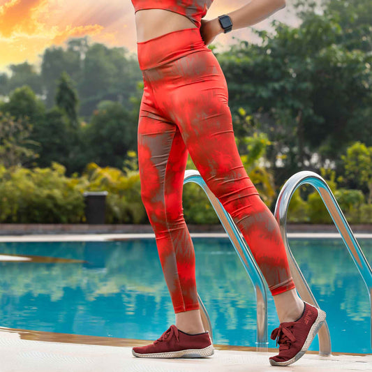 WaveTone Printed Workout Leggings – High-Waisted, Stretchable & Stylish