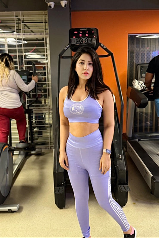 Purple Plus Printed Workout 3Pcs Combo Set CM51