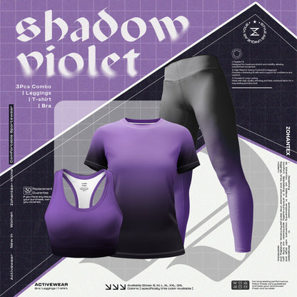 Purple Gredient print 3pcs combo for sports, gym and yoga CM95