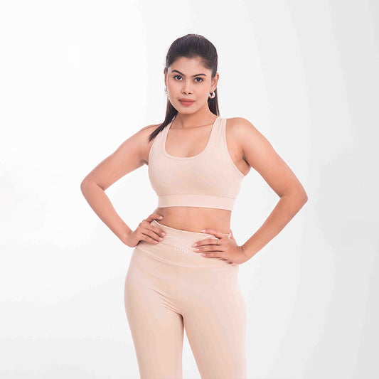 Almond Mist Non-Padded Sports Bra – Lightweight, Breathable Fitness Bra