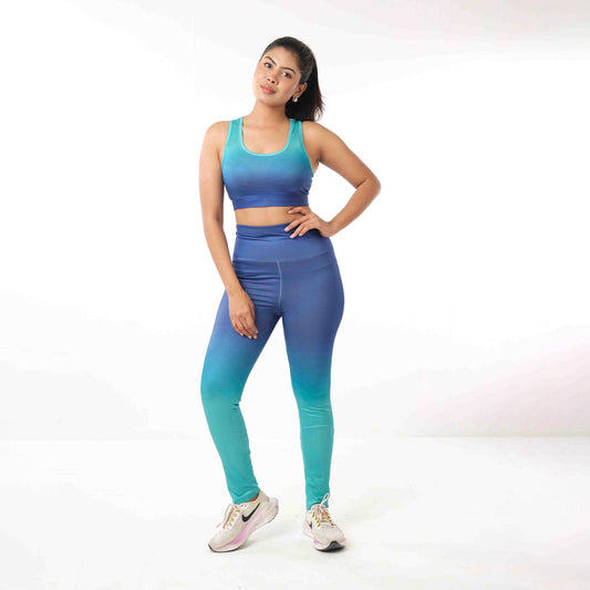 Blue Gredient print 3pcs combo for sports and gym