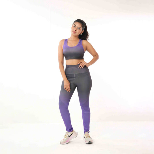 Purple Gredient print 3pcs combo for sports, gym and yoga