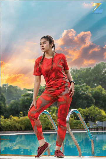 Red Tie Dye Activewear Combo CM47