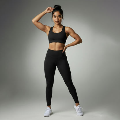 Black Yoga Bra Leggings Set for sports and gym BSET8
