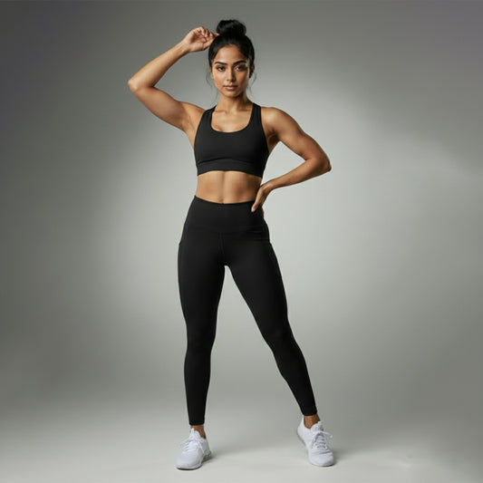 Black Yoga Bra Leggings Set for sports and gym BSET8