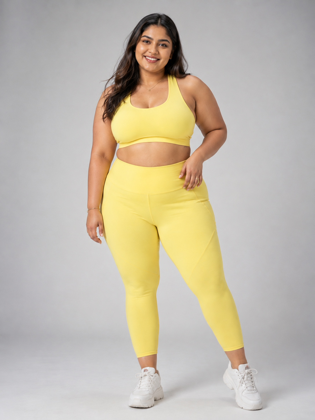 Lemon Glow Activewear Set – Sports Bra & High-Waisted Leggings BSET-201