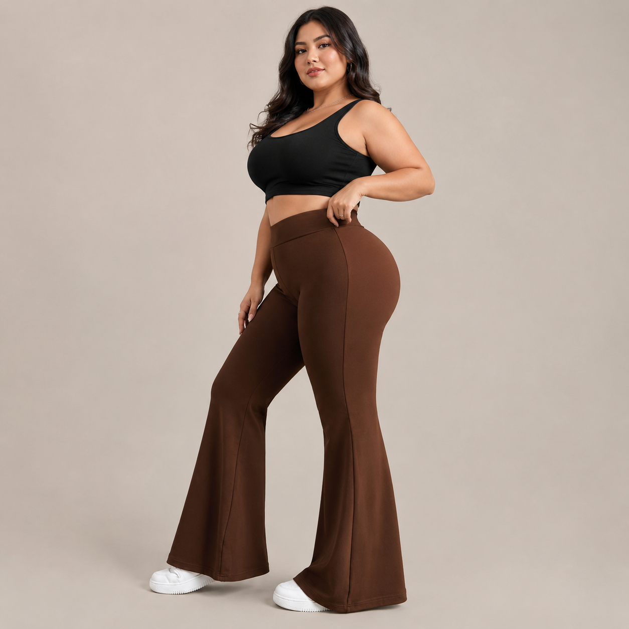 Mocha Taupe Flare Leggings I FL206
