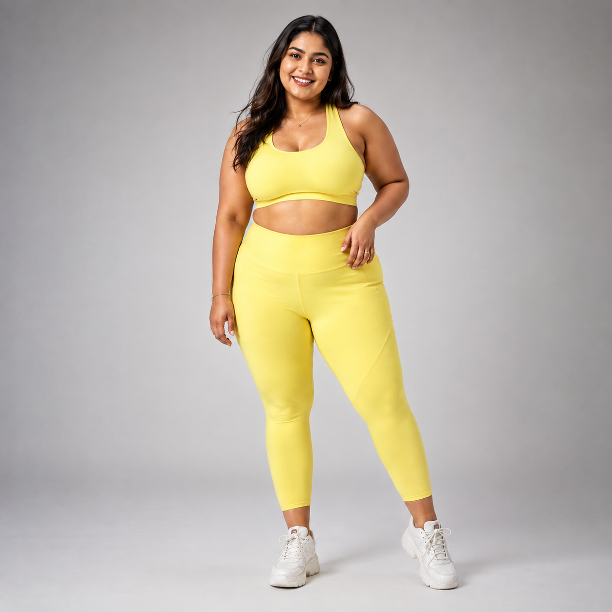 Lemon Glow Activewear Set – Sports Bra & High-Waisted Leggings BSET-201