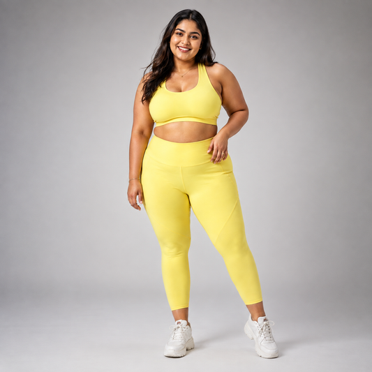 Lemon Glow Activewear Set – Sports Bra & High-Waisted Leggings BSET-201