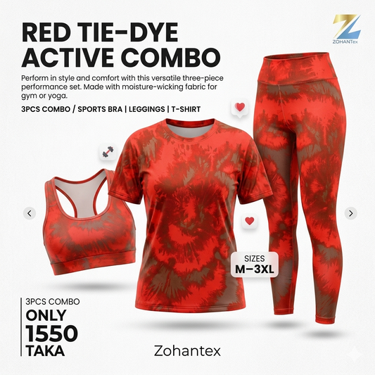 Red Tie Dye Activewear Combo CM47