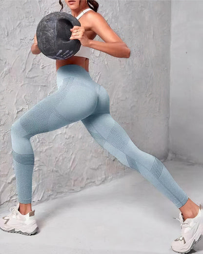 Women's Sky Blue Shameless Leggings – High-Waisted, Body-Shaping & Sweatproof Activewear