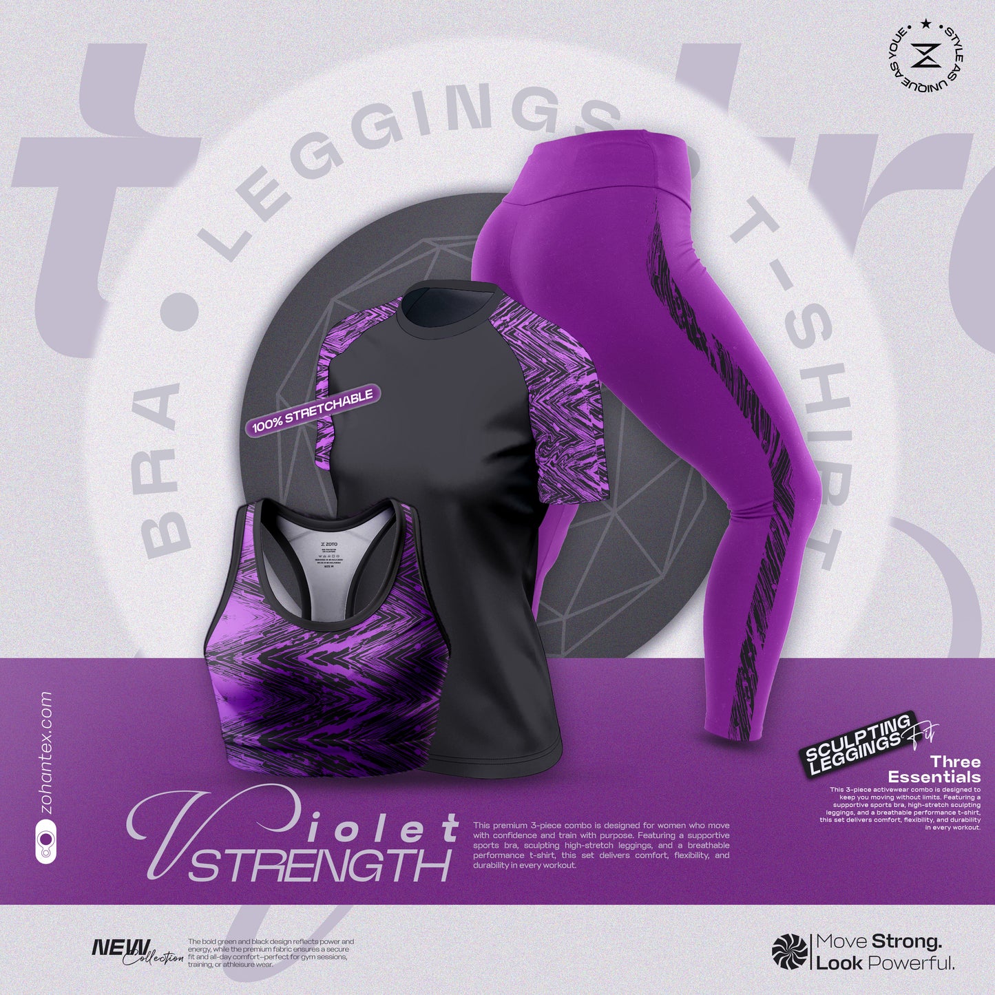 Zoto Violet 3pcs Combo for Women CM118