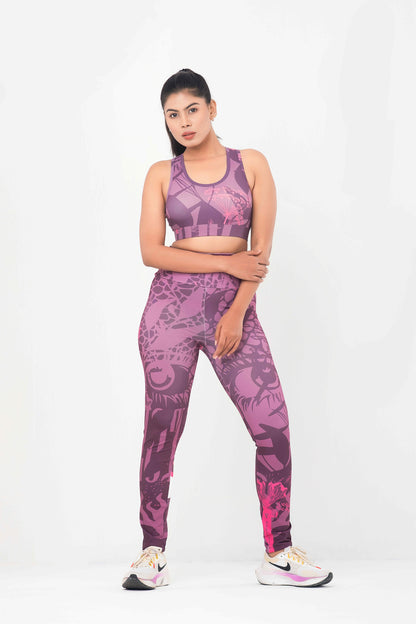 3pcs Printed Activewear Combo – Sports Bra, Leggings & Top
