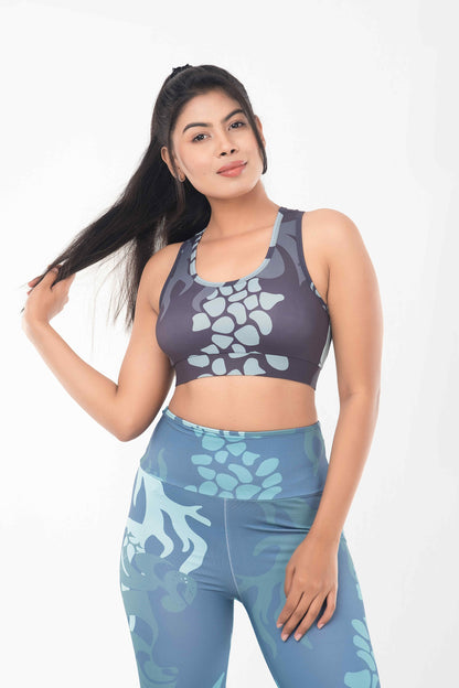 3pcs Printed Activewear Combo – Sports Bra, Leggings & Top
