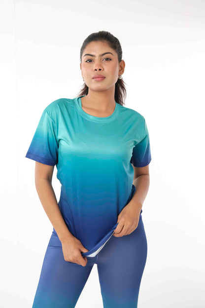 Blue Gredient print 3pcs combo for sports and gym
