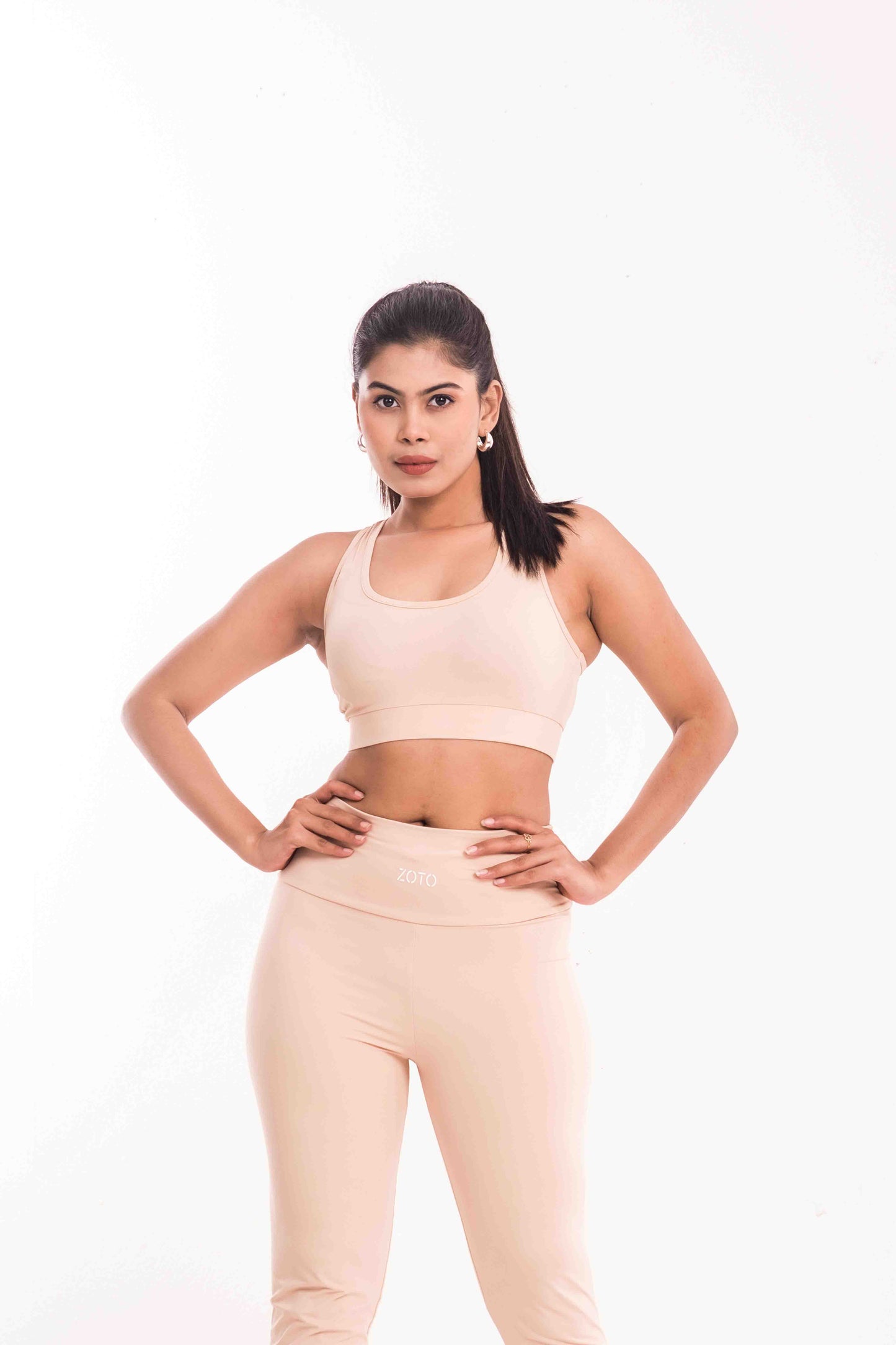 Almond Mist Non-Padded Sports Bra – Lightweight, Breathable Fitness Bra