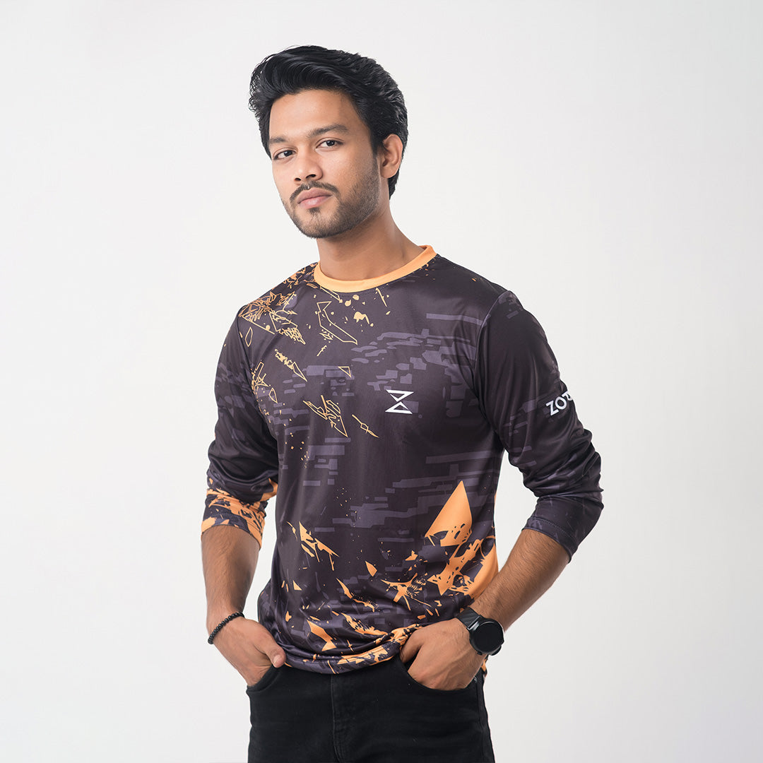 Men's Energy Orange Long Sleeve T-Shirt – Workout & Training Activewear