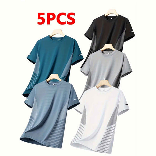 Men’s 5PCS DryFit Short Sleeve T-Shirt Combo – Breathable Gym & Activewear Pack