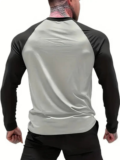 Slim-Fit Athletic Long Sleeve T-Shirt grey and black